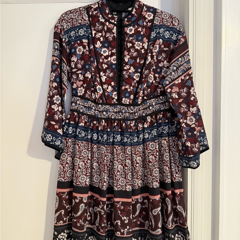 Kate Spade Burgundy and Navy Floral 3/4
Sleeve Dress